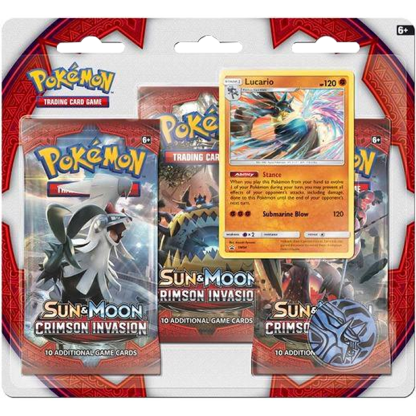 Sun & Moon Crimson Invasion 3-Pack Blister - Lucario Promo